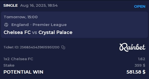 Chelsea has to win it after spending billions on players. I am rooting for them; Crystal Palace has no chance.