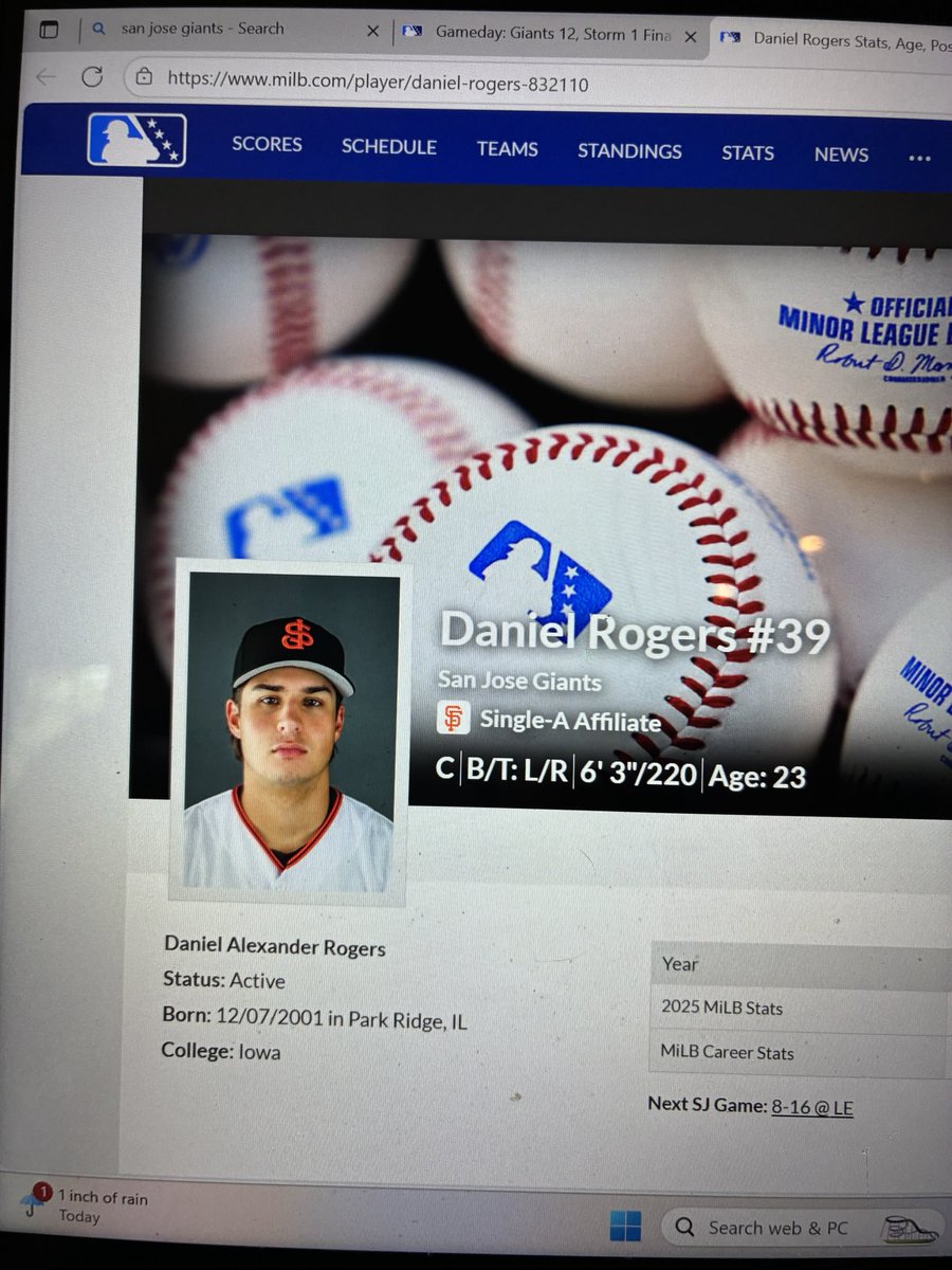 Congrats D Rogers - first multi hit game for San Jose Giants last night going 3-4 with 3 rbis. The bat is heating up.