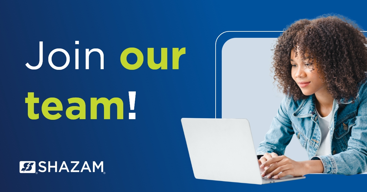 SHAZAM is hiring. Looking for a friendly work environment that will help you gain experience? 

One of our newest positions, Sales Engineer, could be the right fit for you! 

ow.ly/hMr850WGMXw