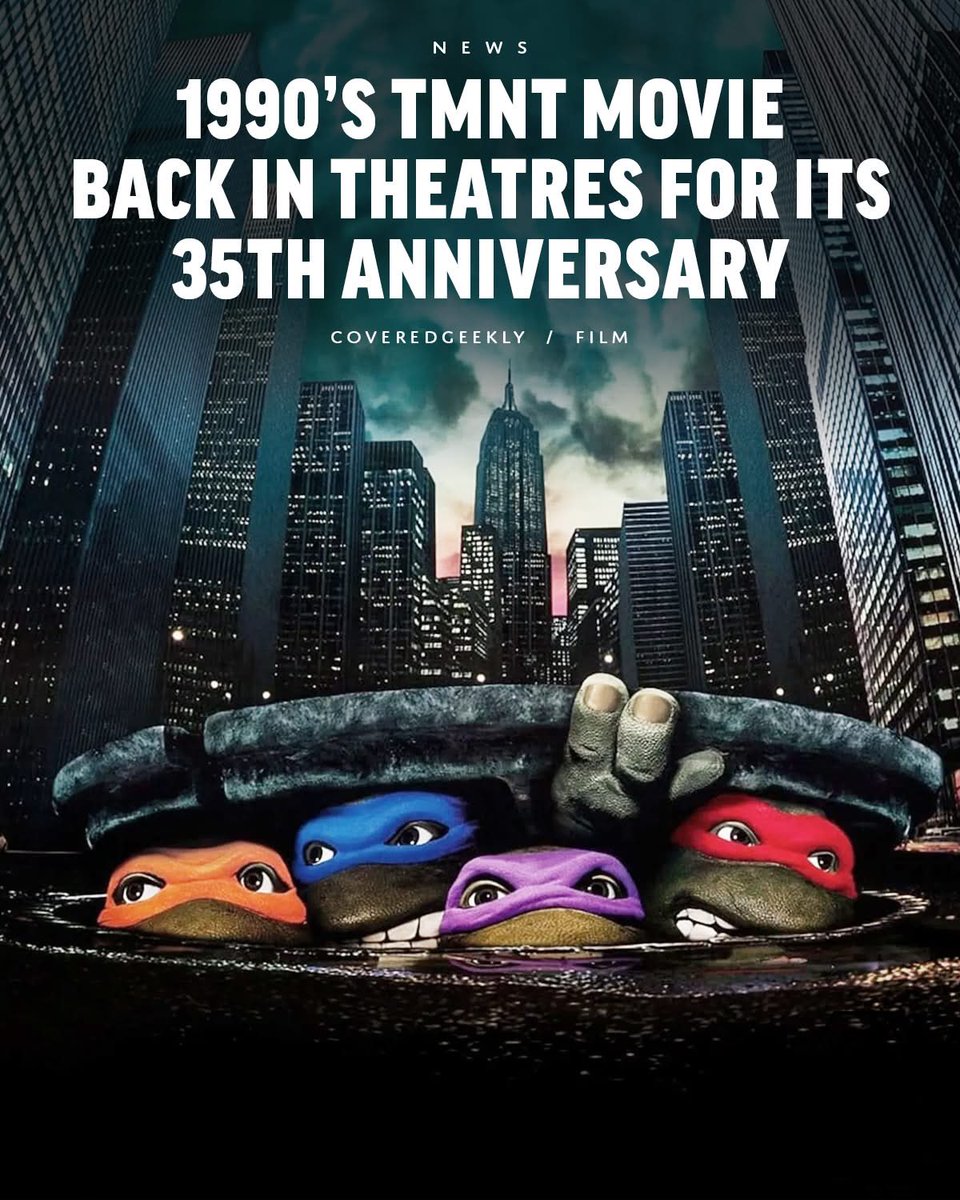 The original live-action 1990 Teenage Mutant Ninja Turtles movie is now playing in theatres once again for its 35th anniversary.

Cowabunga! 🍕 #TurtleLair