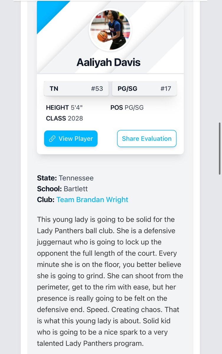 AaliyahD2028's tweet photo. Thank you @PGHTennessee for the write up. I really appreciate the love. #EverydayGrind https://t.co/pHXiqgSMSp