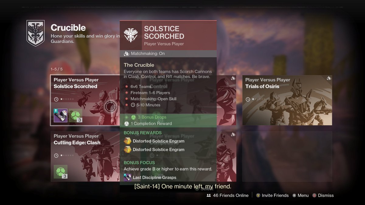 Having double solstice engrams on scorched, but 0 on Trials is actually wild