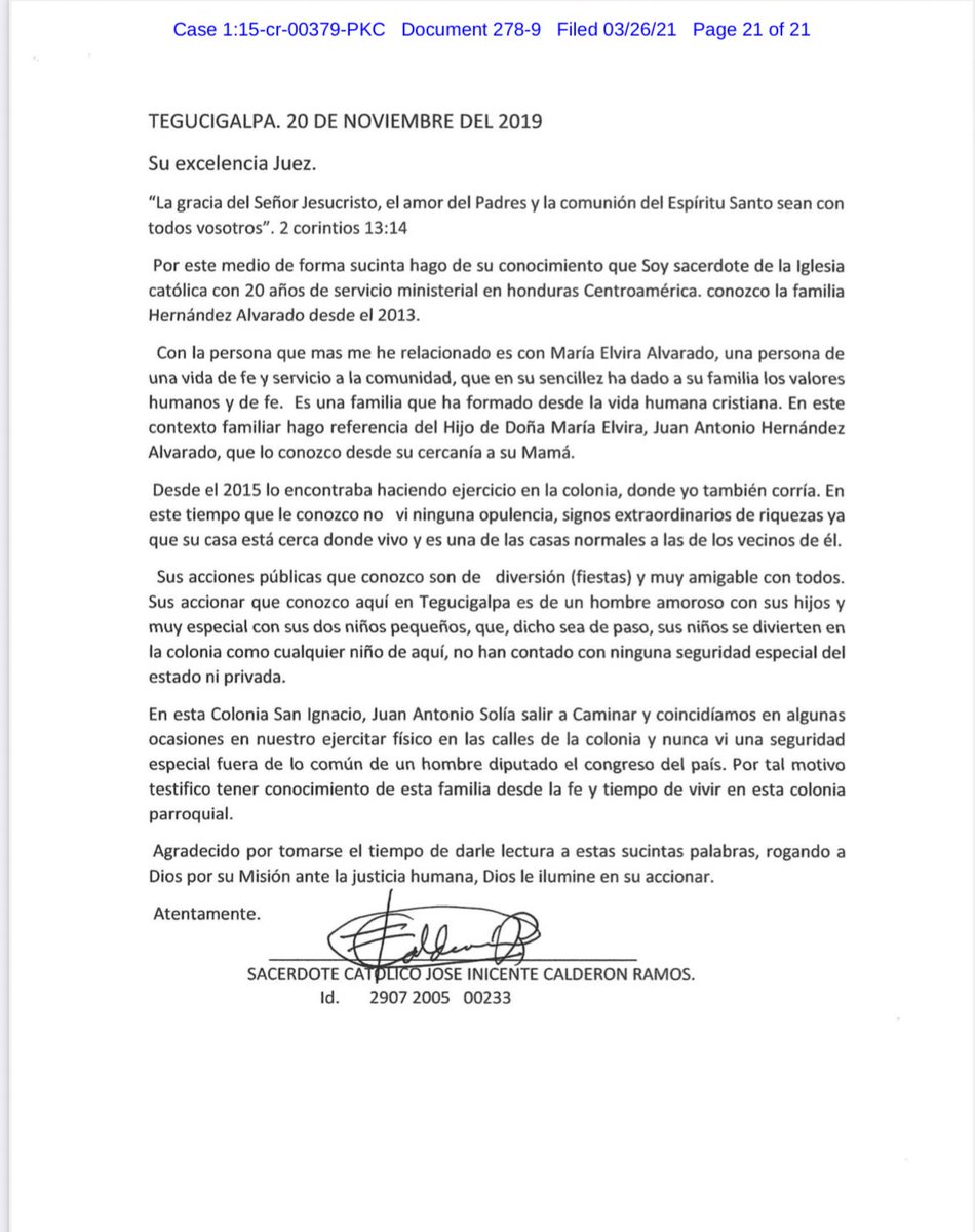 HondurasEspacio's tweet photo. Sacerdote Católico José Inicente Calderón, que hoy llama a movilización por la paz, fue testigo a favor de Tony Hernández en su juicio por narcotráfico en Nueva York. https://t.co/bGH0PZIC7F