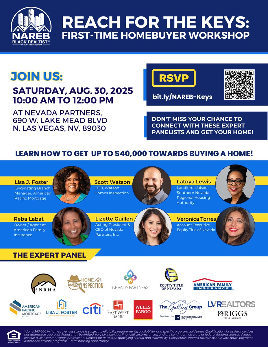 NAREBLV's tweet photo. Join us for an exclusive First-Time Homebuyer Workshop ⁠https://t.co/HUGNaspaia 

#firsttimehomebuyerevent #nareb https://t.co/V0HGkhbY0t