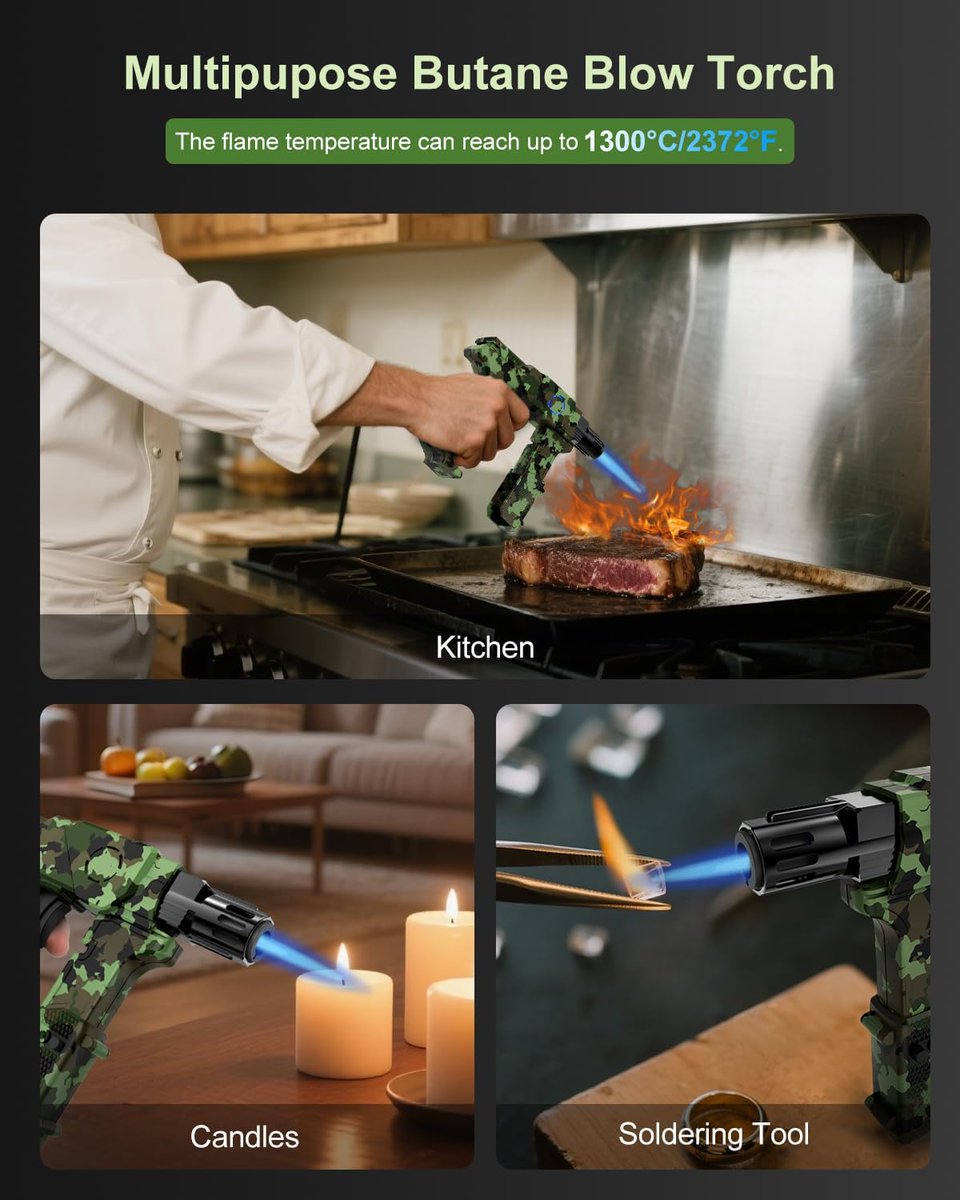 LSEnterpri6's tweet image. amzn.to/4lscL2X
Butane Torch Lighter Gun, Refillable Cooking Torch, Creme Brulee Torch Lighter, Blow Torch for Cooking, Welding, #MiniTorch Soldering #Torch, Butane is Not Included
[Torch Lighter With Blue LED Light]：Sleek design with blue LED Butane Lighter