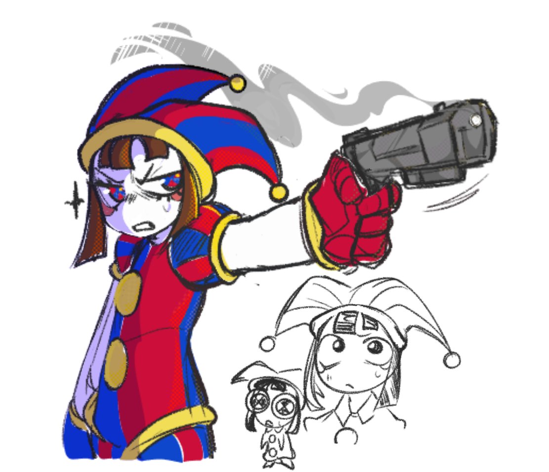 magma drawing of pomni holy moly shes got a GUN GET DOWN!!!! 

#TADC