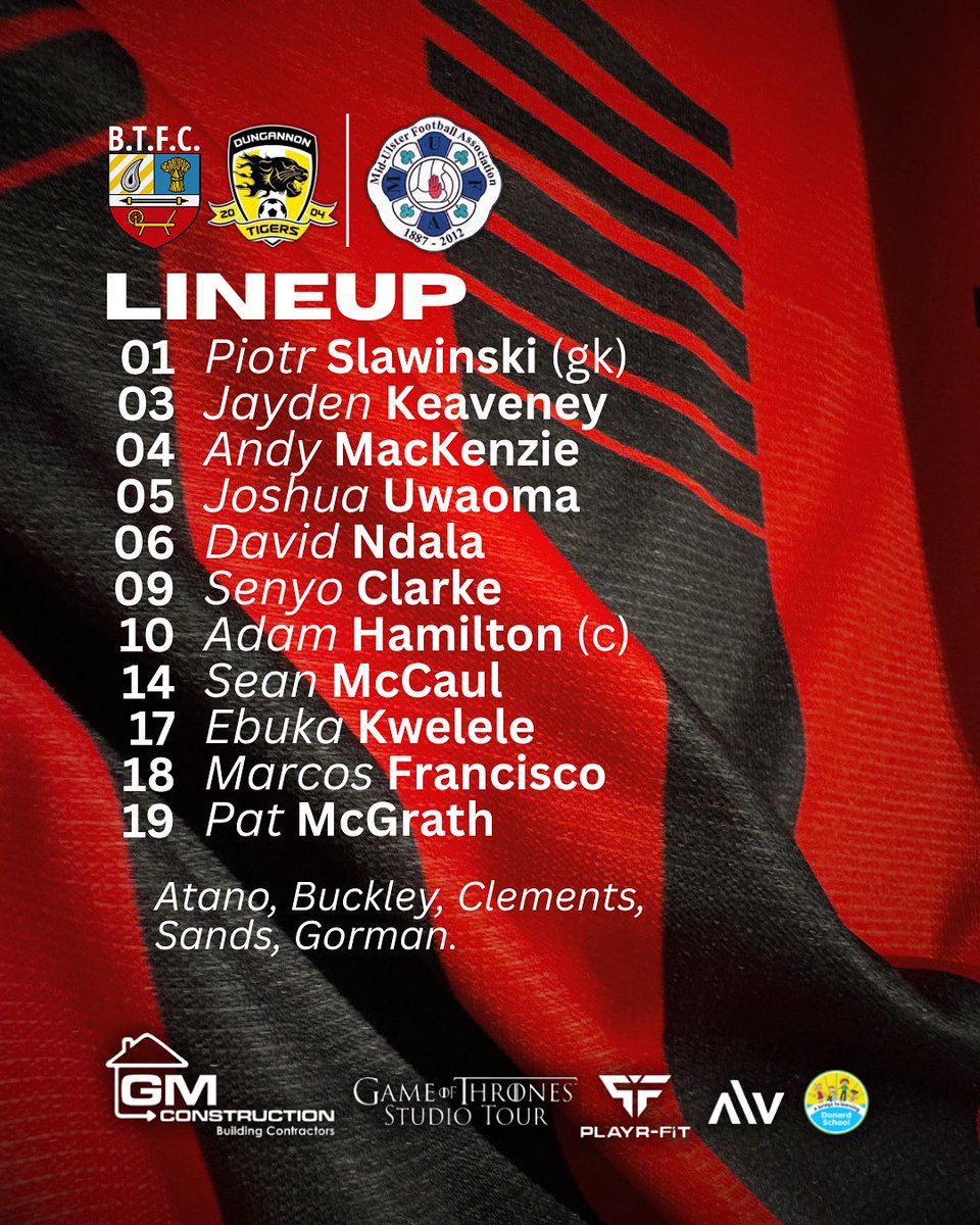 Confirmation of today’s result and lineup in our Bob Radcliffe cup defeat to Dungannon Tigers. 🔴⚫️