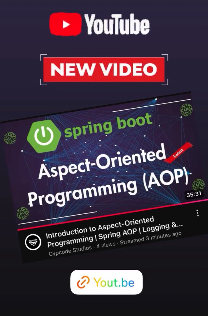 cypcode's tweet image. Introduction to Aspect-Oriented Programming | Spring AOP | Logging &amp;amp; Performance [Rest API Example]
youtube.com/live/sGQ75Wgcz…