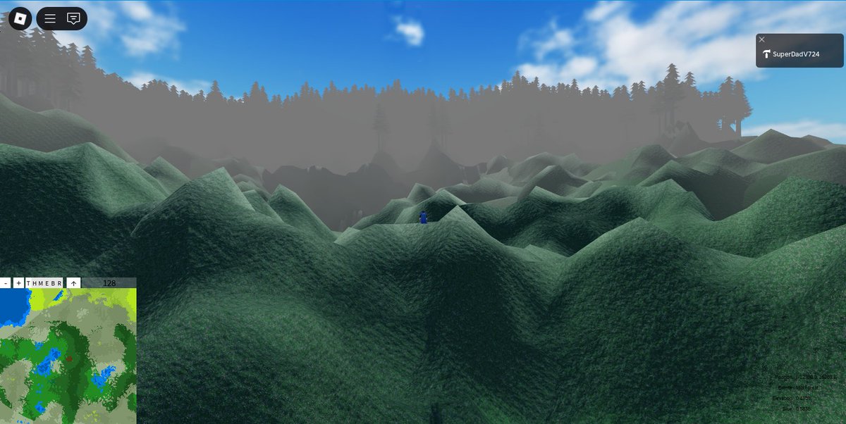 DadV724's tweet photo. Spent some time in the Smoky Mountains recently, I noticed that distant mountains in real life have a blue tint. Decided to change my fog color, I think it is better than the grey, but not sure how dark to go...

#Roblox #RobloxDev https://t.co/4xG6uh4qwo