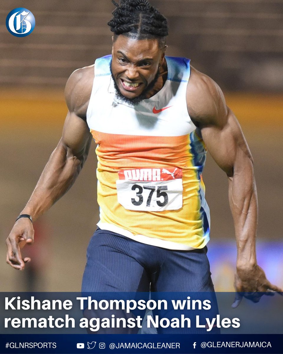JamaicaGleaner's tweet photo. Jamaica's Kishane Thompson defeated American Noah Lyles in the 100 metres on Saturday at the Silesia Diamond League stop.

Read more: https://t.co/4a5g2h6O5o #GLNRSports https://t.co/OLbWfwLoAn