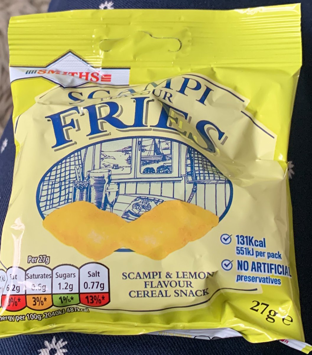 RETeacherSue's tweet photo. Retro snack vibes this evening! Thinking a Salty Dog cocktail would go well with these #RetroSnacks #ScampiFries https://t.co/xiQKtL03xx