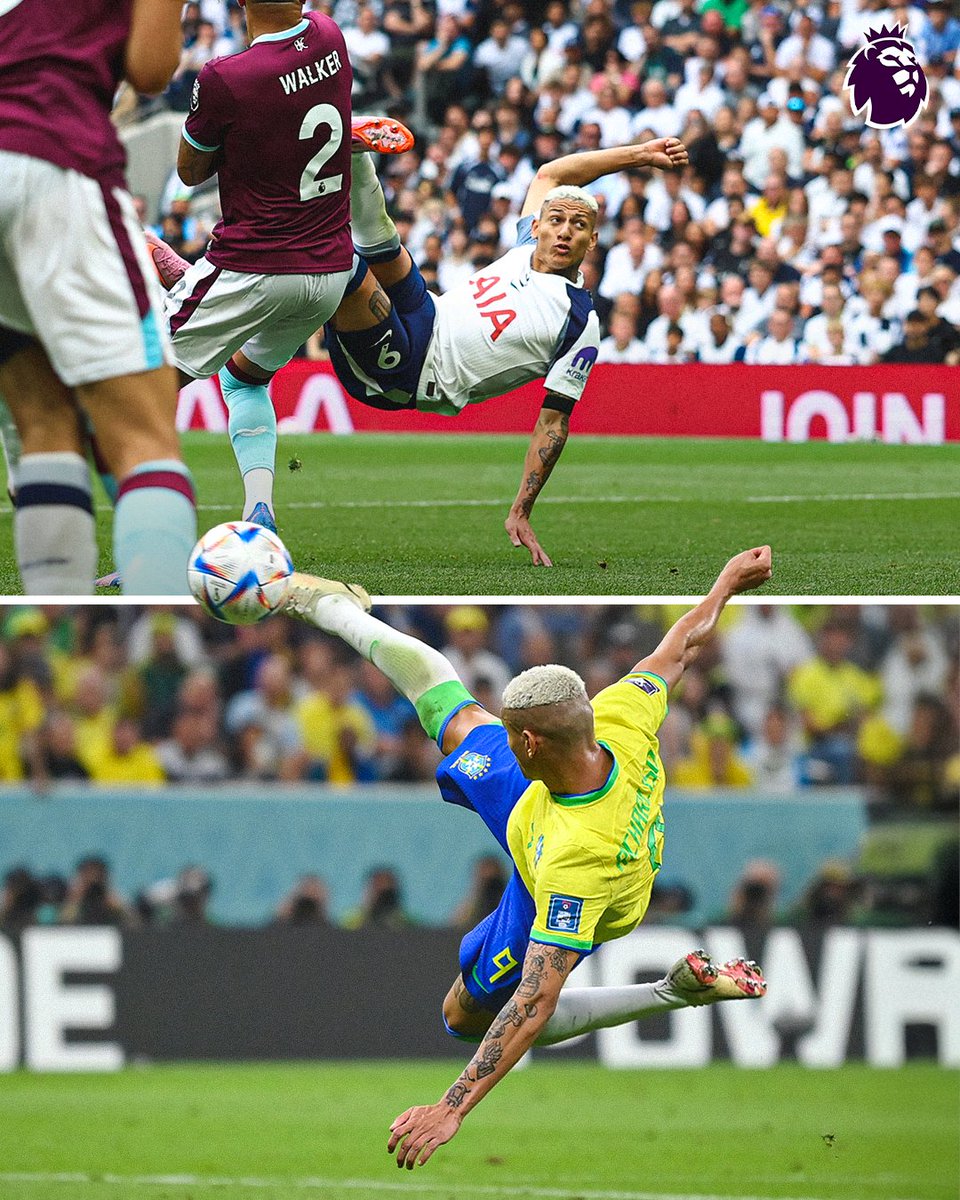 Premier League (@premierleague) on Twitter photo We’ve seen this before from Richarlison 🤸
The Brazilian replicated his acrobatic goal in the 2022 World Cup in <a href="/SpursOfficial/">Tottenham Hotspur</a>’s 3-0 win v Burnley! We’ve seen this before from Richarlison 🤸
The Brazilian replicated his acrobatic goal in the 2022 World Cup in <a href="/SpursOfficial/">Tottenham Hotspur</a>’s 3-0 win v Burnley!