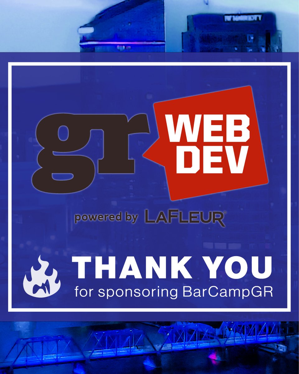 .<a href="/GRWebDevOrg/">GRWebDevOrg</a> joins us again as a sponsor this yr:

The Grand Rapids Web Development Group provides monthly presentations, events, and networking opportunities to facilitate learning and growth.
Check out their convivial events at meetup.com/grwebdev

Thanks for your support!