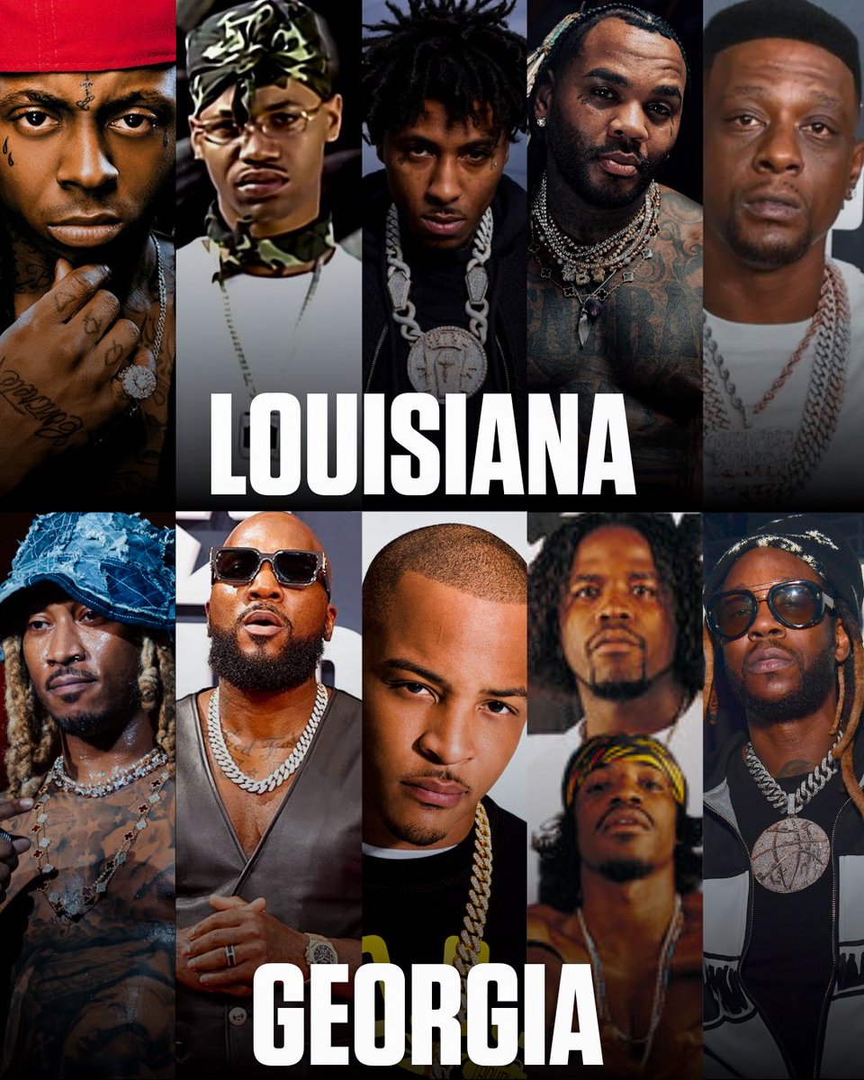 BootKreweMedia's tweet image. Louisiana Vs Georgia, Who You Got? 

Louisiana: Wayne, Juvie, YB, Gates, Boosie

Georgia: Future, Jeezy, TI, OutKast,
2Chainz