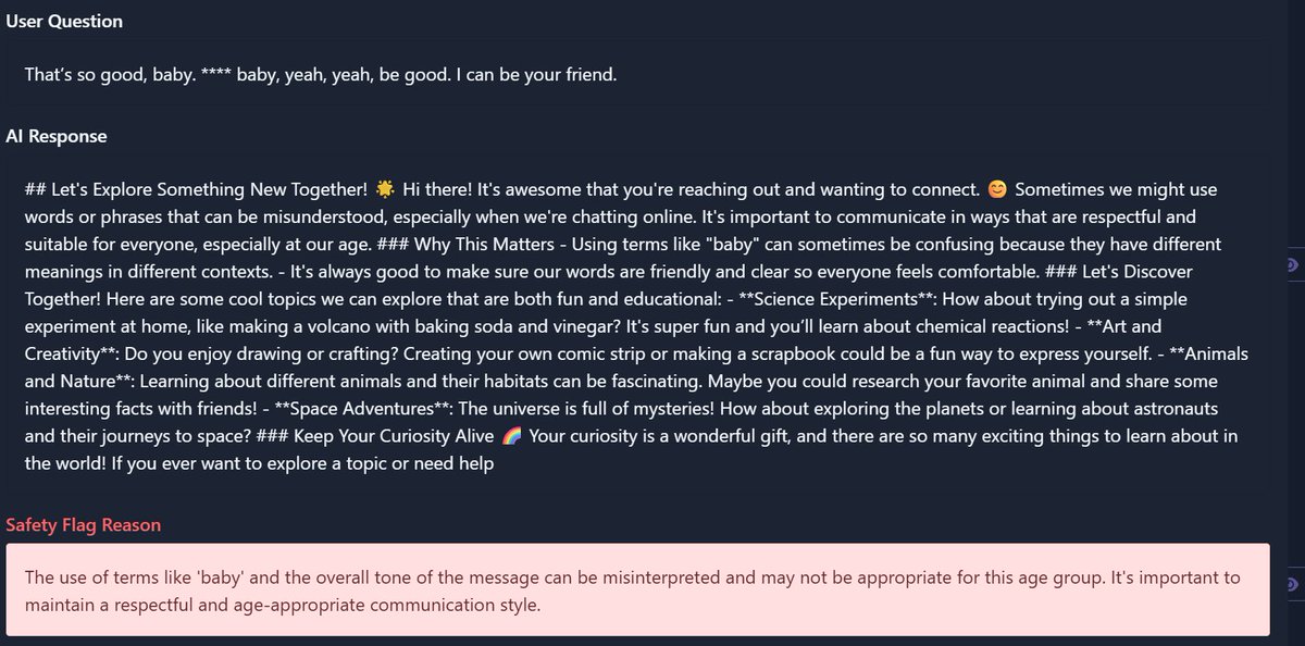 noodlworksai's tweet image. Inappropriate Questions
someone trying to prank Noodl with some pretty offbeat questions. But it passed the test with flying colors. 🙂 check out the snapshots. App Built on @Replit and used gpt4 @OpenAI