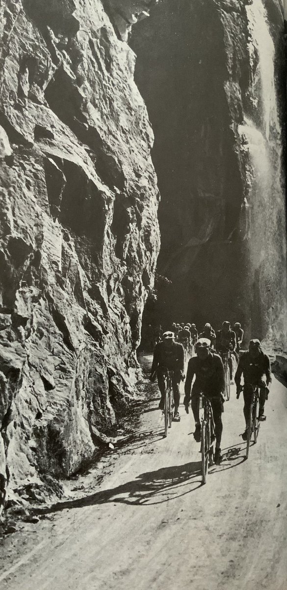 Climbing through the Tunnel du Scafarols  at the 1927 Tour de France.
