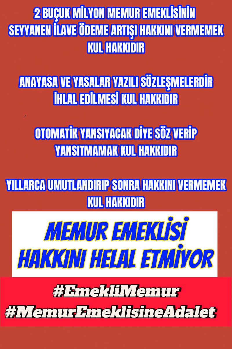 nogaydeniz (@yilmazsent) on Twitter photo <a href="/BMagduriyet/">glrgl</a> Memuriyet  tarihinin 
en karanlık günlerini yaşıyoruz.
ilk kez memur emekli maaşları açlık sınırı altında kaldı, tarihte ilk kez #Memur ile #EmekliMemur arasında 
yüzde yüz fark var!
27 aydır açlık sınırı altında maaşa mahkum
#MemurEmeklisineAdalet 
#MemurHakkınıİstiyor <a href="/BMagduriyet/">glrgl</a> Memuriyet  tarihinin 
en karanlık günlerini yaşıyoruz.
ilk kez memur emekli maaşları açlık sınırı altında kaldı, tarihte ilk kez #Memur ile #EmekliMemur arasında 
yüzde yüz fark var!
27 aydır açlık sınırı altında maaşa mahkum
#MemurEmeklisineAdalet 
#MemurHakkınıİstiyor