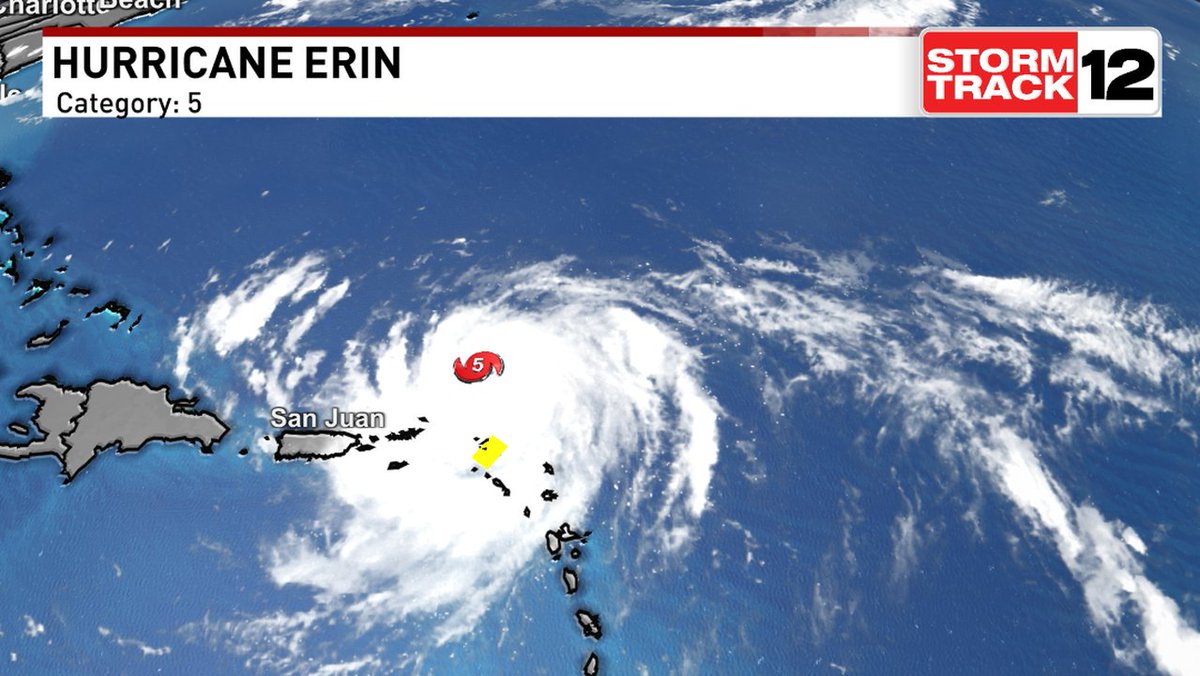Here's the latest stats on Erin that we are tracking in the tropics. Stay updated by clicking on wcti12.com/weather/maps and looking in the HURRICANE SEASON 2025 section. #ecarwx