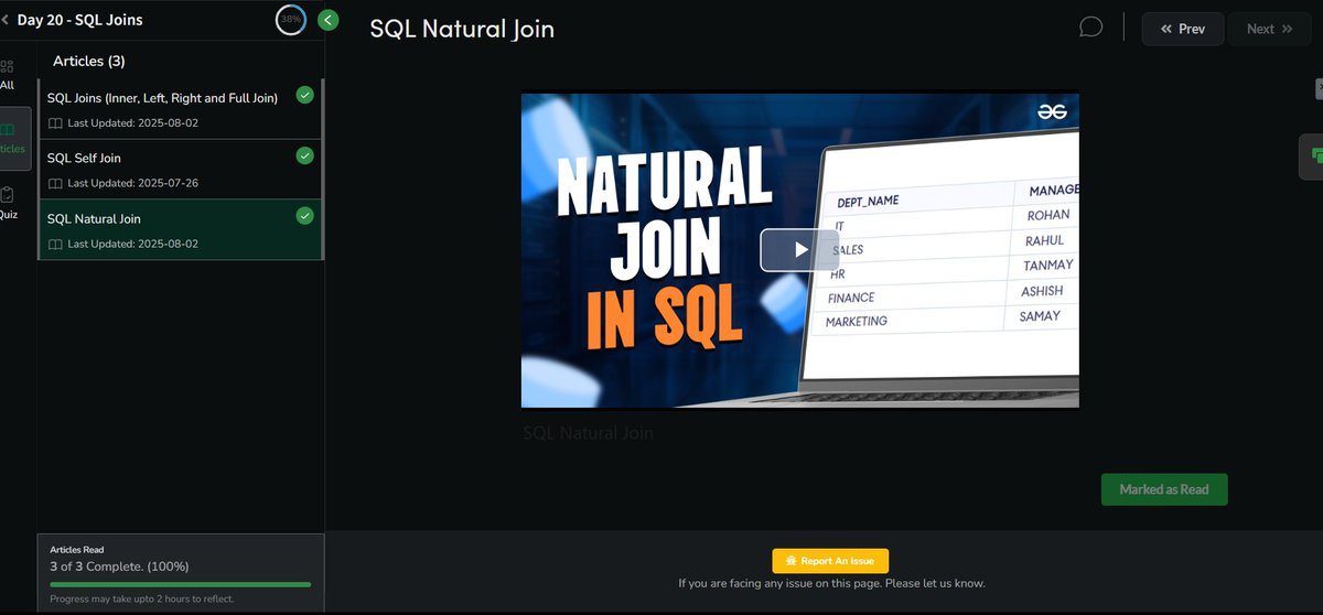 Jaspreetdogra's tweet photo. Day 20 of #NationSkillUp with @geeksforgeeks ⚡
Today’s topic: SQL Joins 🔗
🔹 Inner, Left, Right, and Full Joins
🔹 Self Join
🔹 Natural Join
#SkillUpWithGFG #SQL #Database #CoreCS
 https://t.co/zPW6lH4Ln9 https://t.co/QdL01QrRDx