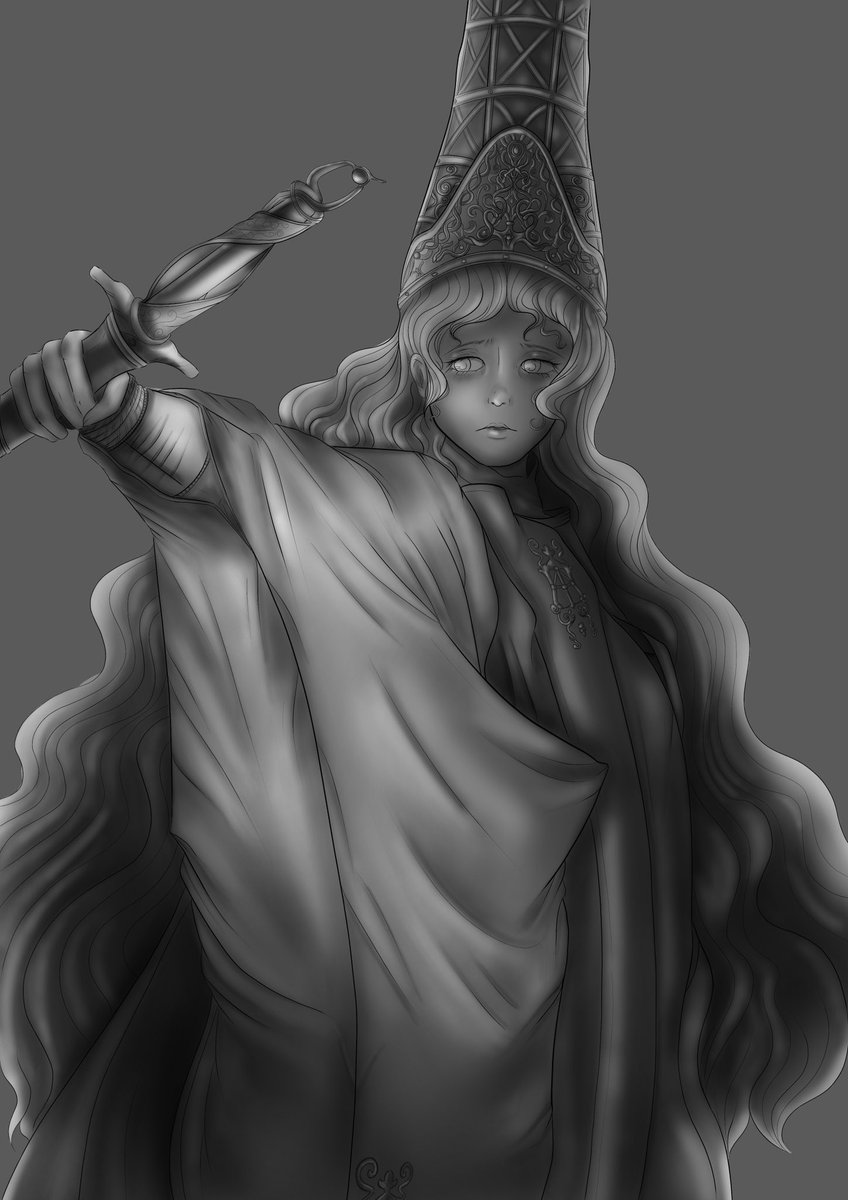 bnuuyaa's tweet image. 10h + and the base is ready for color 🖍️

#wip

#rennala #EldenRingFanart #beginnerartist