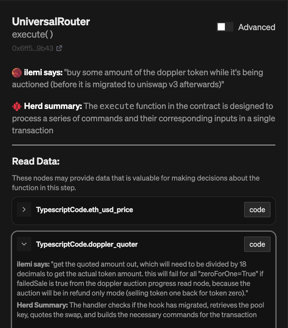 ilemi (@andrewhong5297) on Twitter photo For more complex conditions, such as the <a href="/whetstonedotcc/">Whetstone Research</a> Doppler auctions, which transition from uni v4 to v3 upon success, the LLM is told to verify the quoter in multiple ways.
This enough for any LLM to create an app, cli, automation, etc with this context easily. For more complex conditions, such as the <a href="/whetstonedotcc/">Whetstone Research</a> Doppler auctions, which transition from uni v4 to v3 upon success, the LLM is told to verify the quoter in multiple ways.
This enough for any LLM to create an app, cli, automation, etc with this context easily.