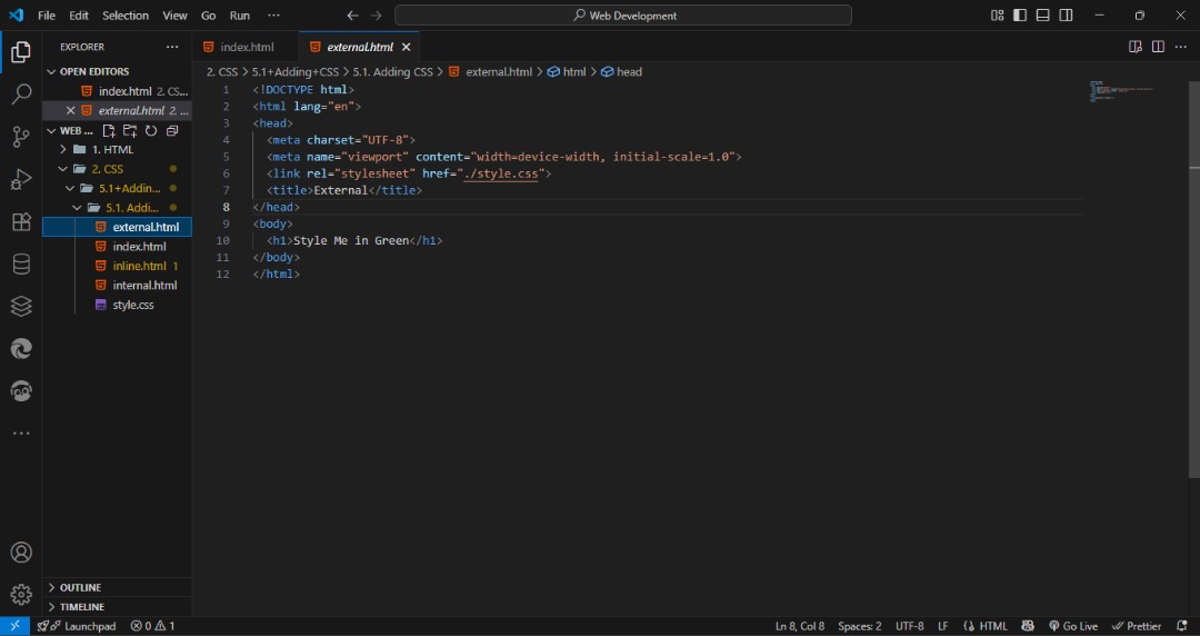 rasak_code's tweet image. Today I started CSS and learned how to add styles to a web page using different methods: Inline CSS, Internal CSS, and External CSS. 🎨#CSS #HTML #WebDevelopment #LearnToCode #FrontendDevelopment #CodingForBeginners #CSSTutorial #TechContent #WebDesign #DeveloperLife #CodeNewbie