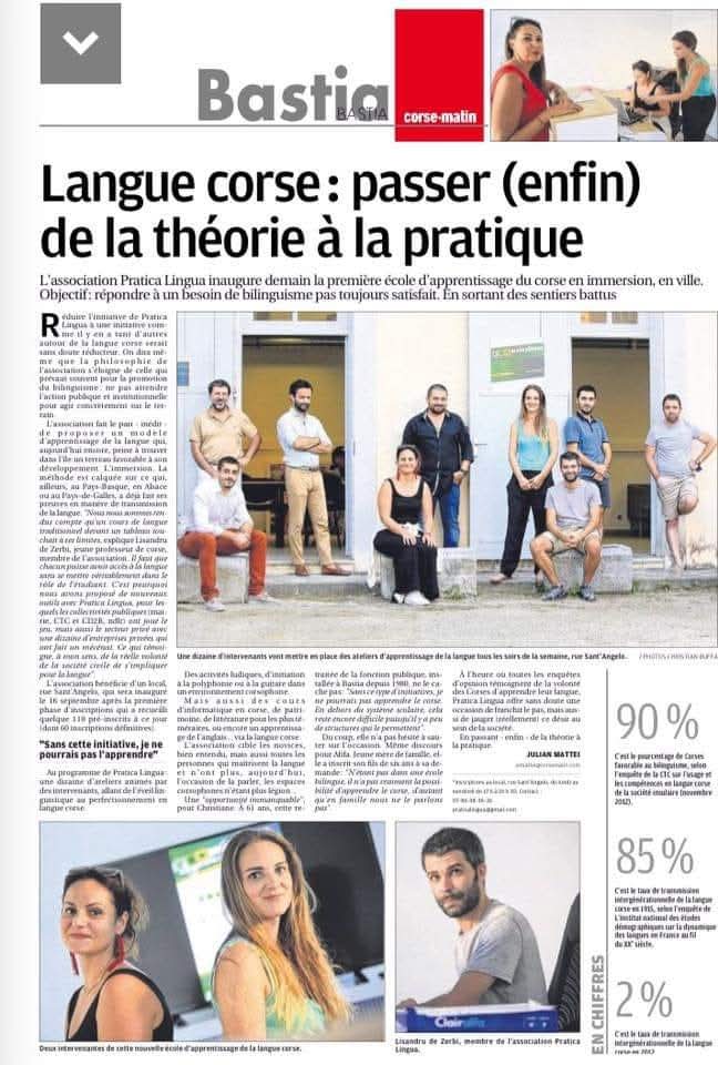10 anni fà.
Intimuriti, cù u pesu di u passatu è a primura di l'avvene, decisi è impegnati.
Di l'immersione, si ne parlava pocu è micca.
Di Sant'Anghjuli, si ne sentia parlà pocu.
10 anni dopu, simu sempre quì è sempre più forti. 

#praticalingua #10anni #bastia