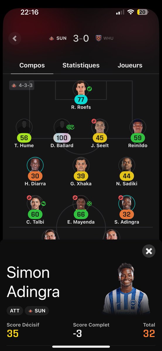 MaxVidau's tweet photo. Hey @Sorare @ni2las, why doesn't Adingra have his superb assist?? Please rectify 🙏🏽😇 https://t.co/3CdoFU5nUd