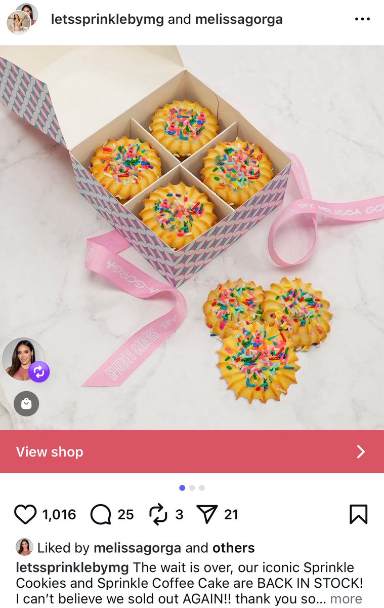 BravoBinger's tweet photo. Aaaaaand her cookies are back in stock lol Melissa wins and this loser doesn’t #RHONJ https://t.co/eXkZGUAJzf