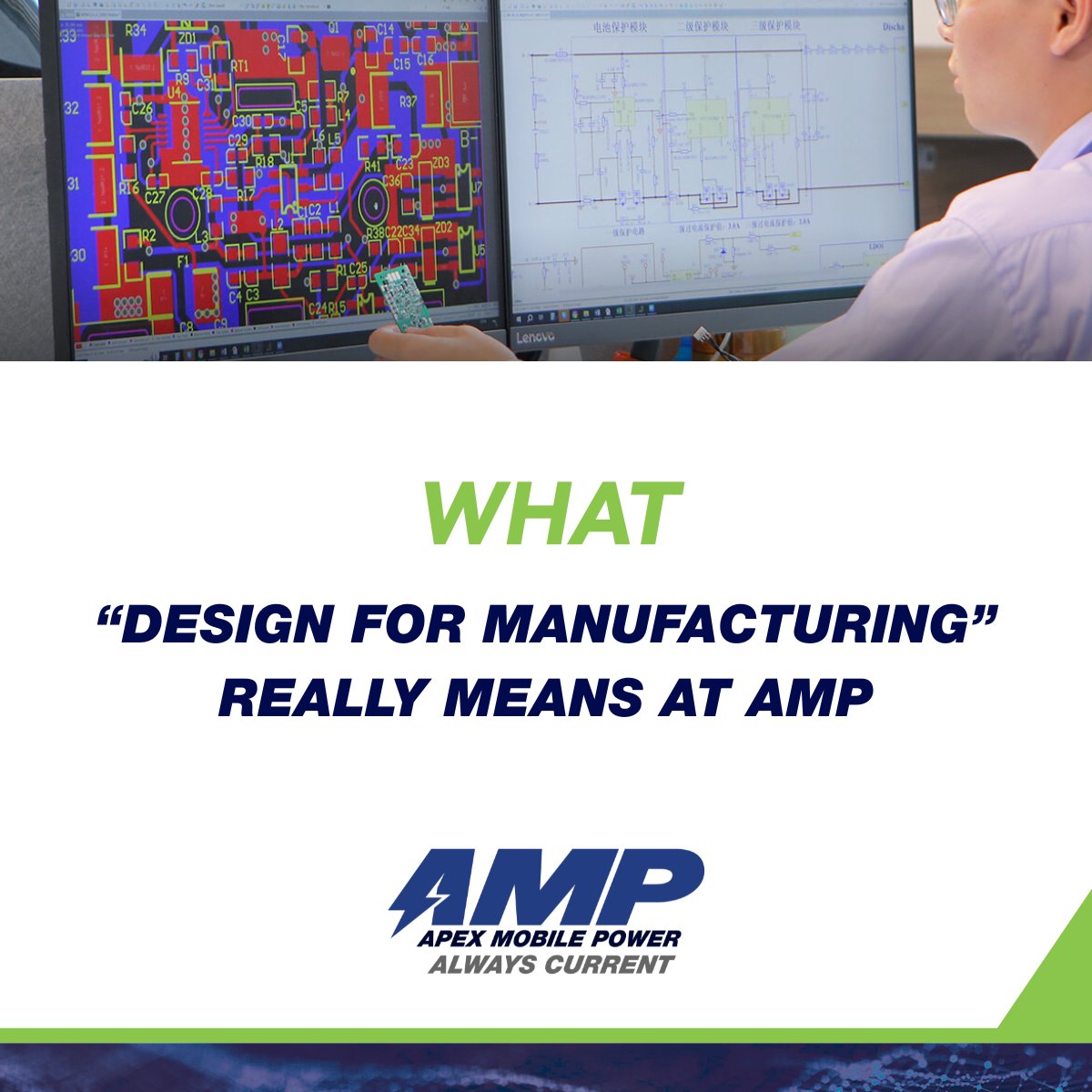 We don’t just build batteries—we build batteries that scale.

At Apex Mobile Power, Design for Manufacturing isn’t a buzzword. It’s how we make sure build #1 works just as well as build #100,000.

Reliable. Repeatable. Scalable.
That’s the AMP way.

#BatteryDesign #SmartScaling