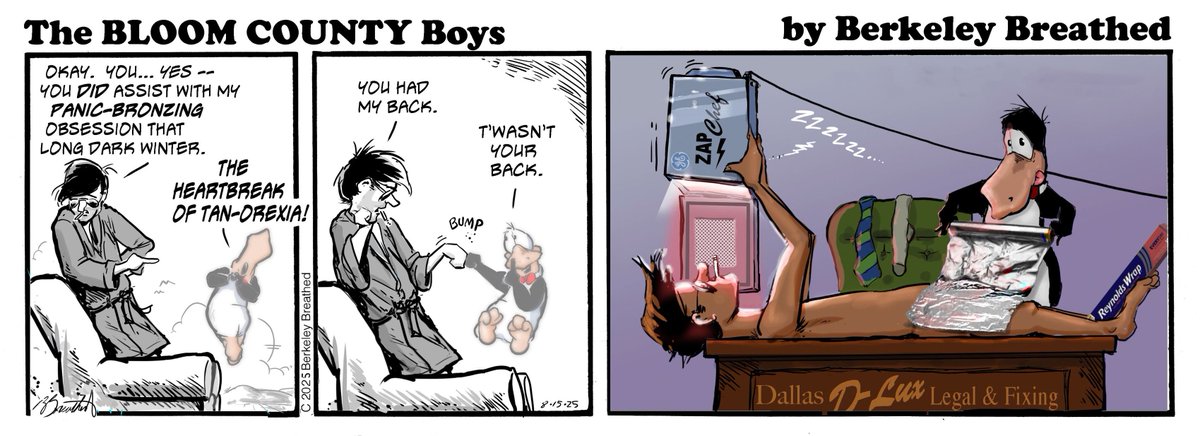 KrisFromMerrCo's tweet image. 25/? The Bloom County Boys: Aug. 15, 2025. "T'wasn't Your Back" #ICE #80s #BloomCounty h/t @berkebreathed