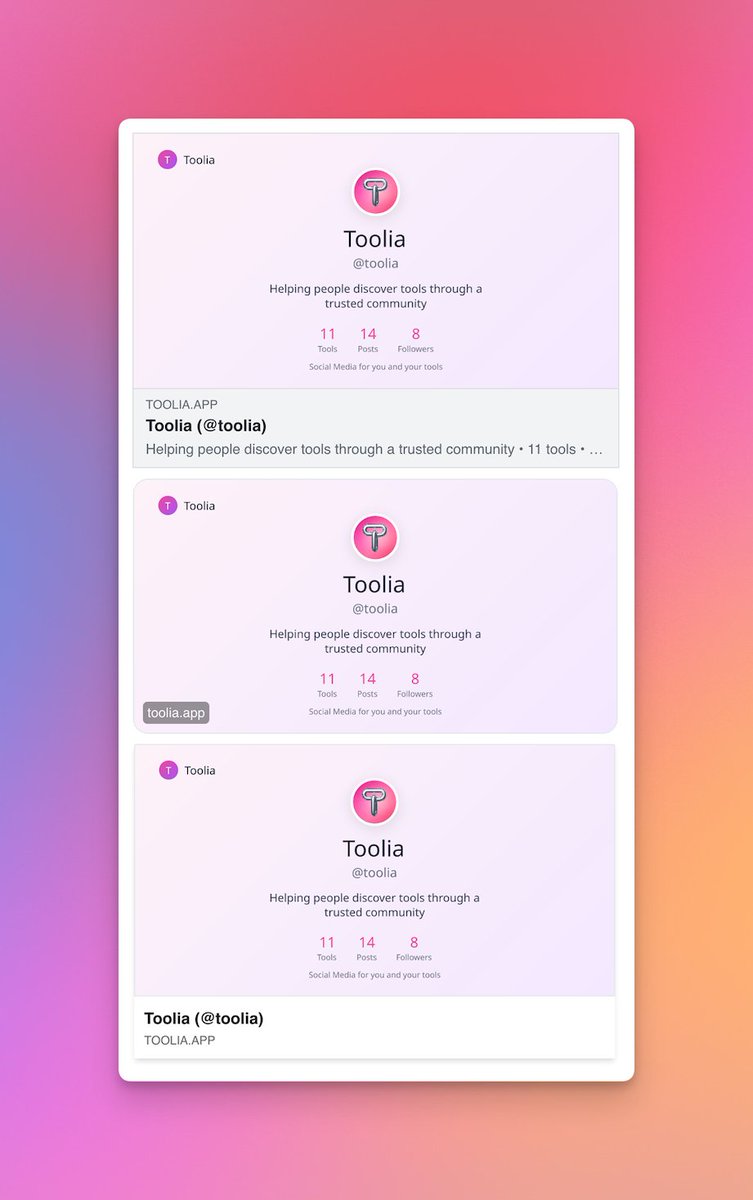 TooliaApp's tweet image. Sharing your Toolia profile link look has never looked more beautiful.