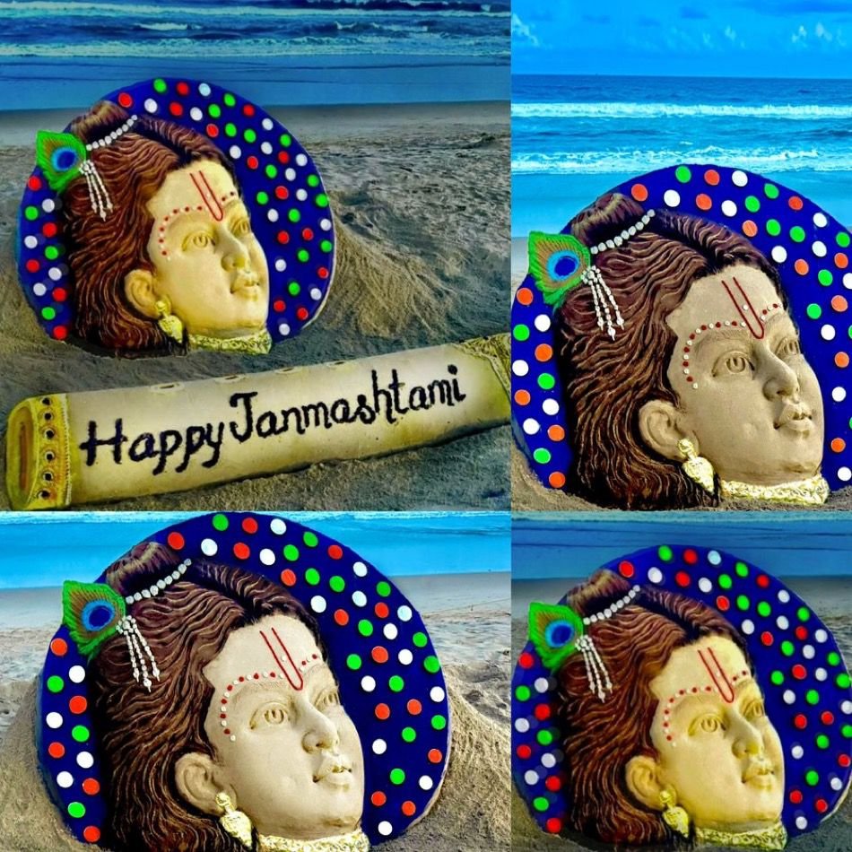 Puri, Odisha: Sand artist Padma Sudarshan Pattnaik has crafted an intricate sand sculpture at Puri Beach ahead of Janmashtami.

<a href="/sudarsansand/">Sudarsan Pattnaik</a>