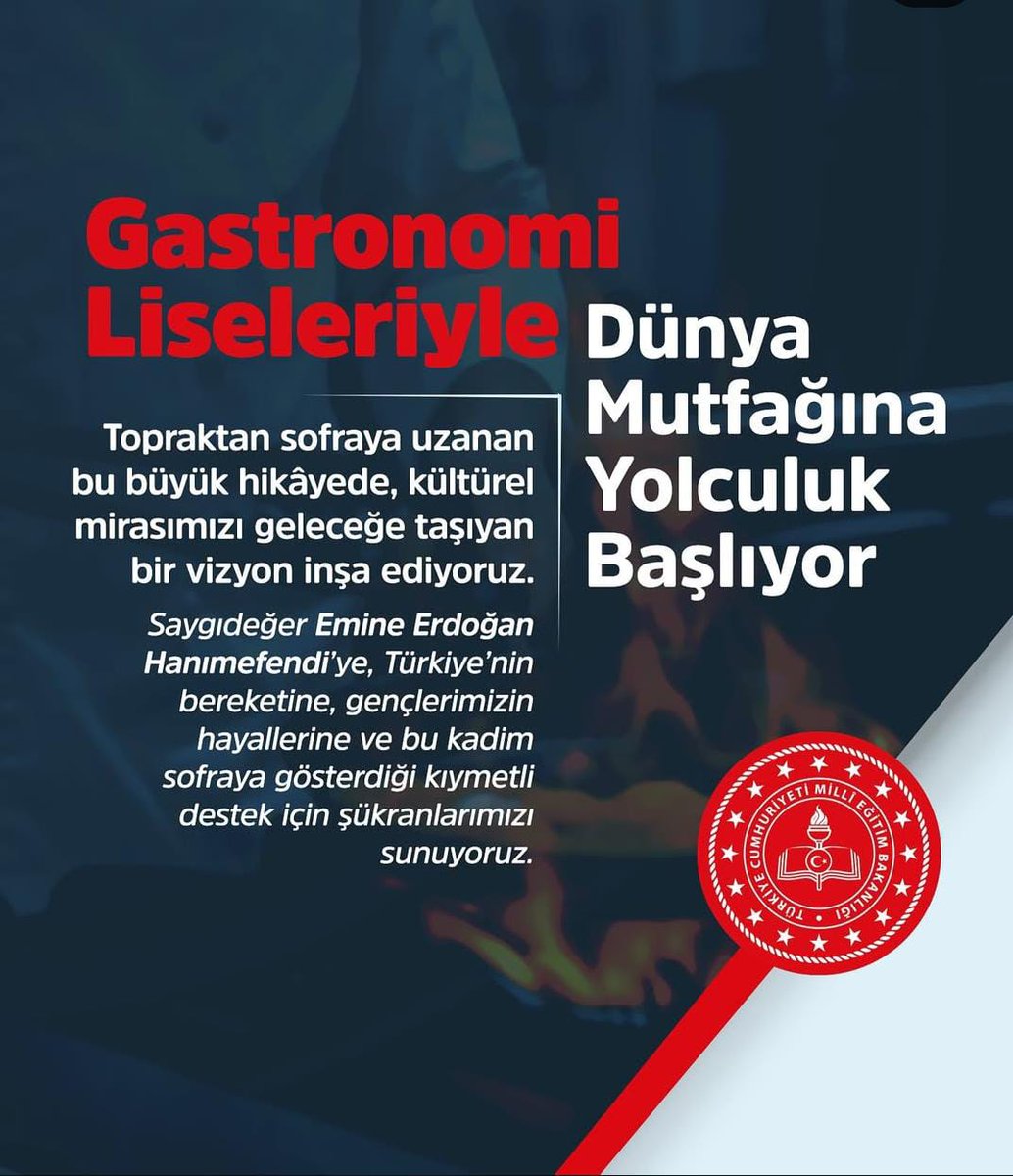 Öğretmen varsa, meslek eğitimi var; meslek eğitimi varsa, üretim var.
#YiyecekİcecekOğretmenliği500Kontenjan
#YiyecekİçecekÖğretmenliği500Kontenjan <a href="/EmineErdogan/">Emine Erdoğan</a> <a href="/Yusuf__Tekin/">Yusuf Tekin</a> <a href="/tcmeb/">Millî Eğitim Bakanlığı</a> <a href="/mebpgm/">Personel Genel Müdürlüğü</a>