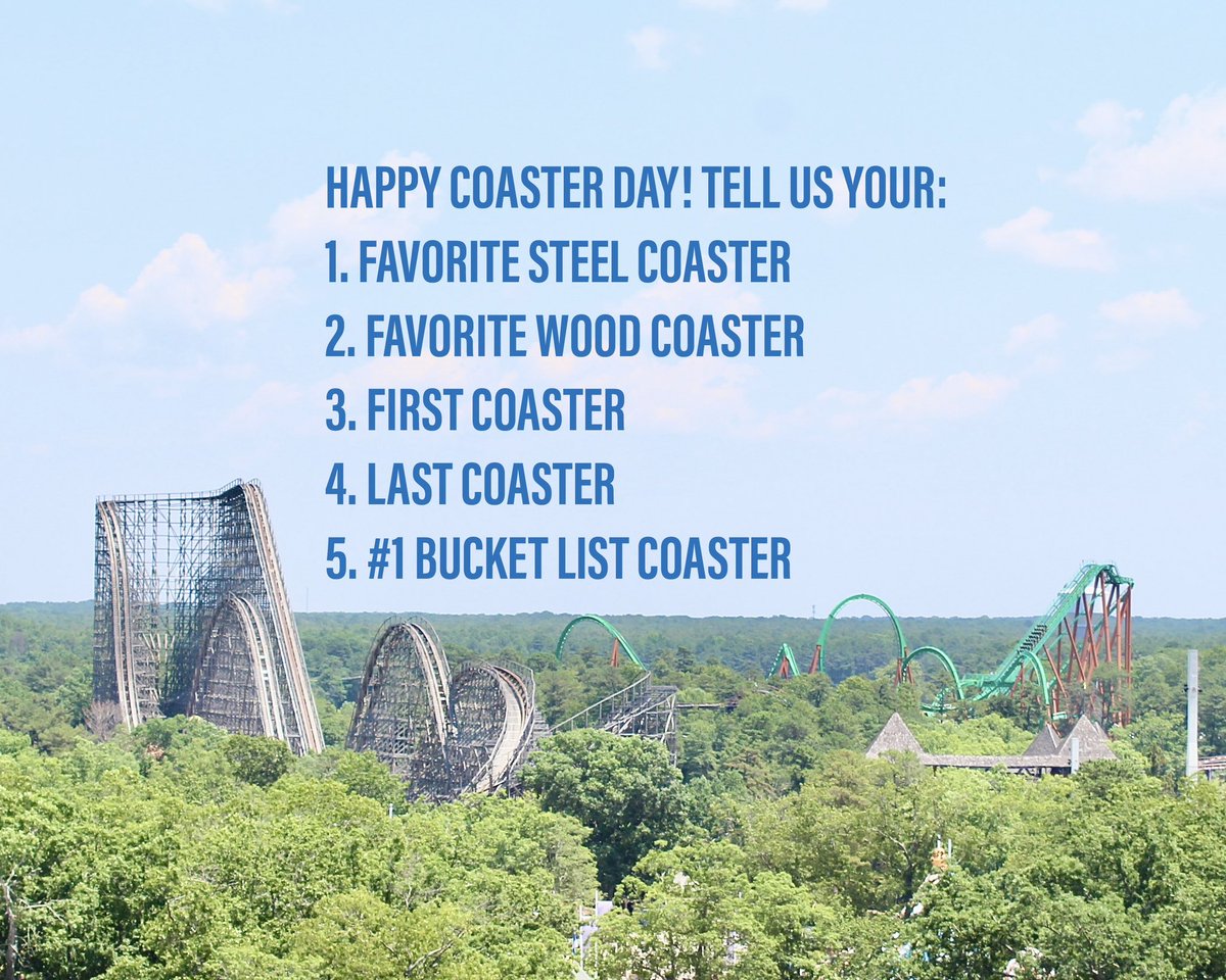 Coaster101's tweet image. Happy #NationalRollerCoasterDay! Tell us your:1. Favorite Steel Coaster2. Favorite Wood Coaster3. First Coaster4. Last Coaster5. #1 Bucket List Coaster