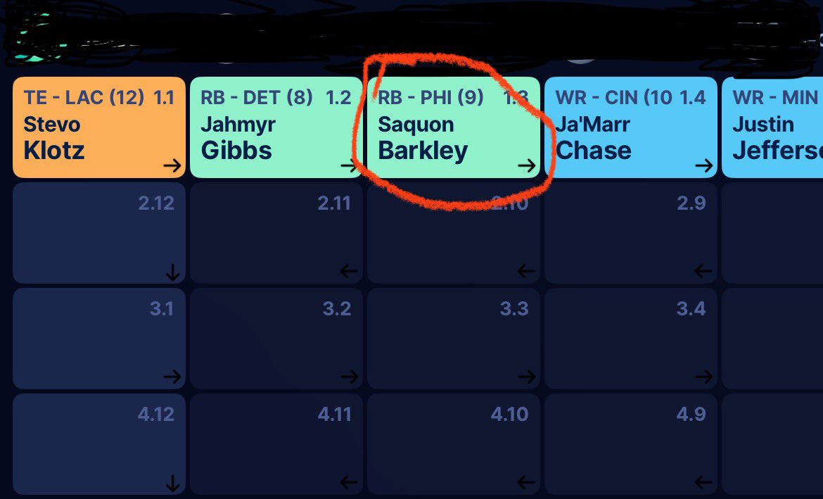 CycloneKevvy's tweet photo. Holy reach!

Some idiot in my league really took Saquon with the 3rd overall pick 😂 https://t.co/yz2B8e3ujh