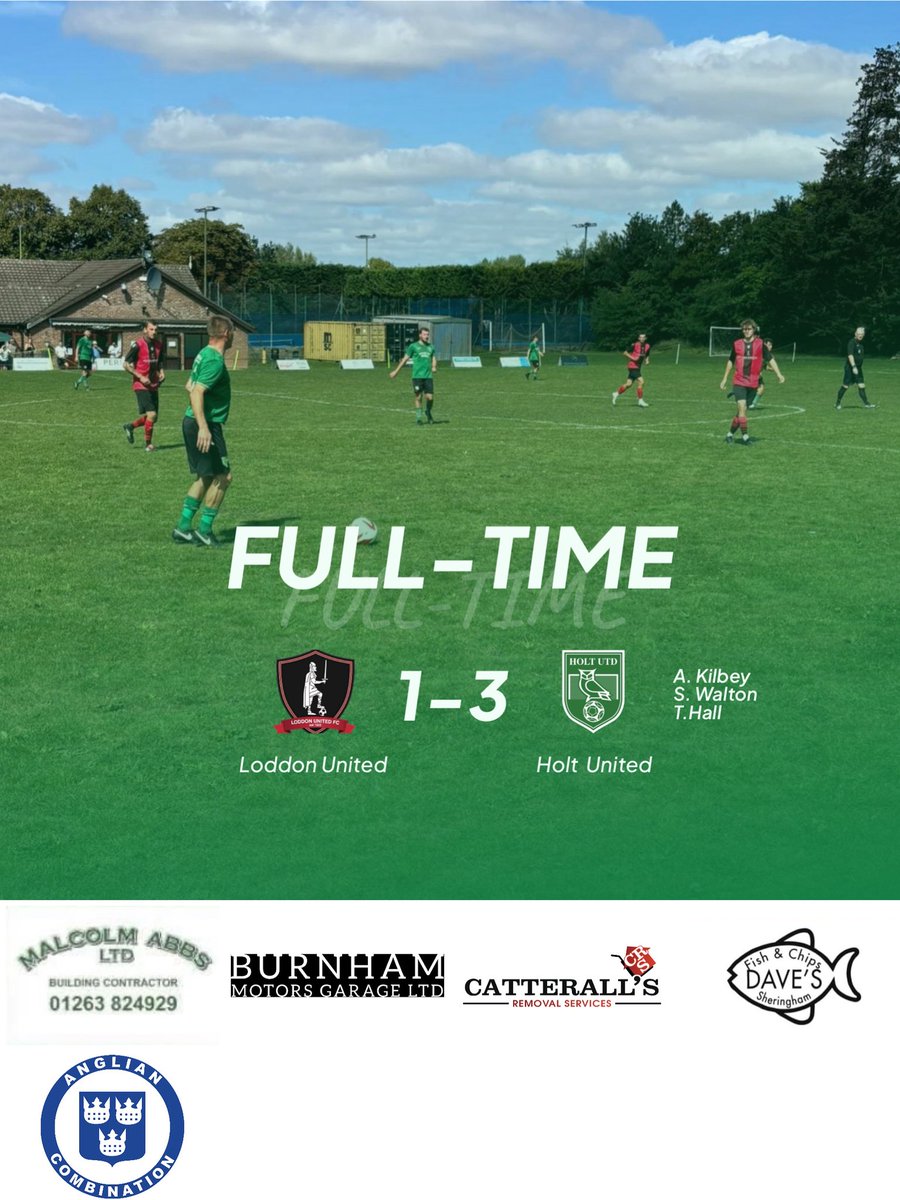 🦉💚 FULL-TIME 💚🦉
A strong away performance sees Holt United First Team take all 3 points with a 3-1 win at Loddon United! ⚽👏

⭐ Man of the Match: L. Walsh