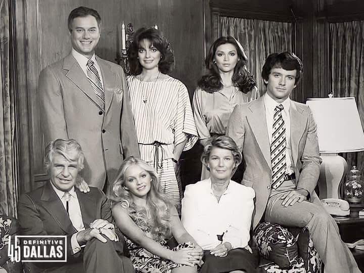 The complete original family Ewing in Dallas in the 80ties.