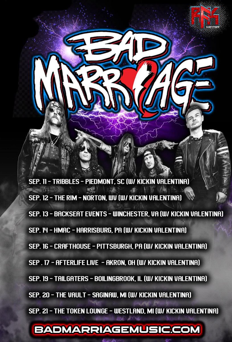 BadMarriageBand's tweet image. ***Show Update***
New Show added in West Virginia at the Rim in Norton WV with @KickinValentina 
🔥🔥🔥🔥🔥🔥🔥
#RockandRoll 
#OriginalRock 
#BostonRock 
🤘🔥🎸🎸🔥🤘
badmarriagemusic.com