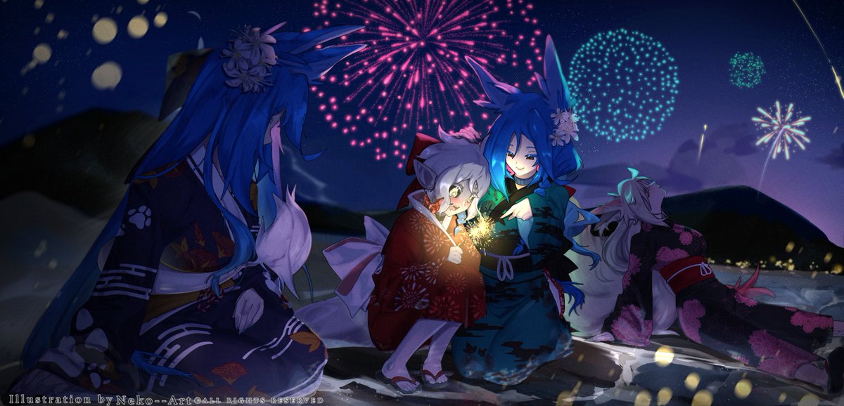 Hanabi festival on the beach~

C0mm for <a href="/Rhea_the_Komaku/">Rhea the Komaku</a> 💙💙

#digitalart #Commission