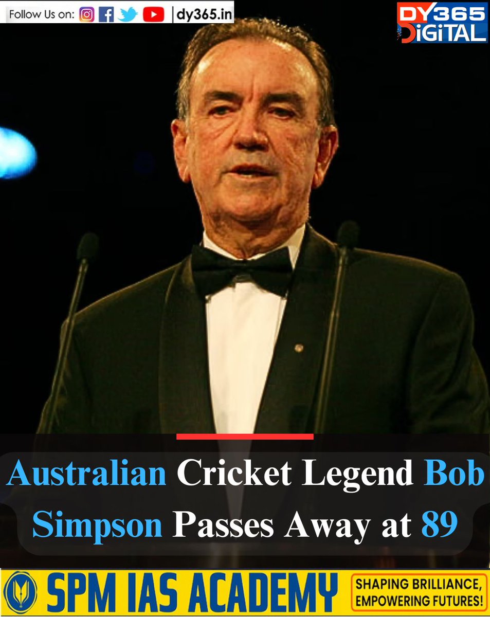 DY365's tweet image. Bob Simpson, a towering figure in Australian cricket as a former player, captain, and coach, has died in Sydney at the age of 89. 

Read Details: instagram.com/p/DNbMqoRzayL/

#BobSimpson