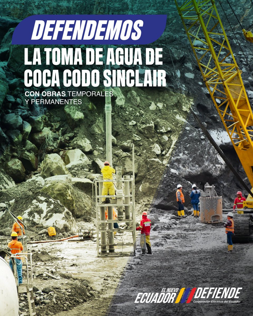 CELECEPOficial's tweet photo. Con la asesoría del Cuerpo de Ingenieros del Ejército de EE. UU @USACEMobile diseñamos las obras para mitigar la erosión regresiva y garantizar la entrega de energía desde Coca Codo Sinclair.
#ElNuevoEcuador https://t.co/fiR8OsIuLz