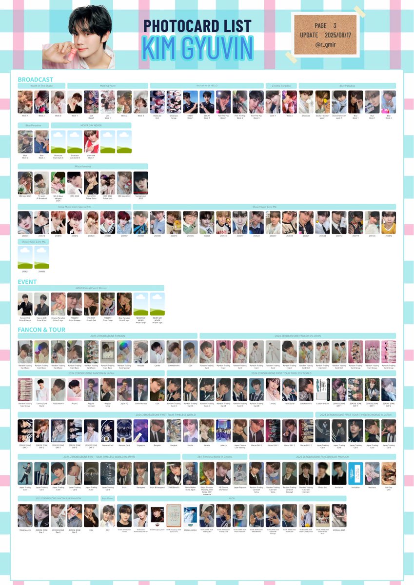 zerobaseone zb1 gyuvin Photo card list Template list Random card