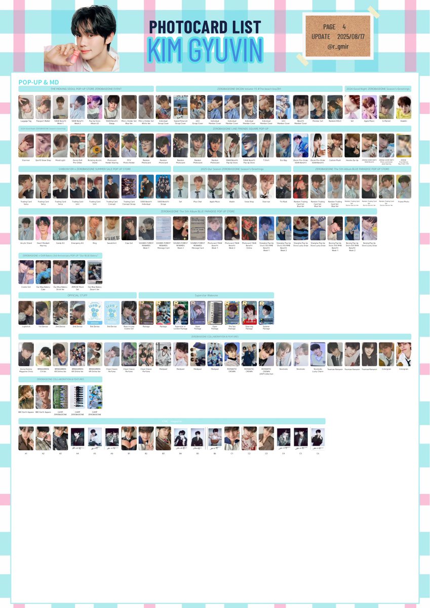 zerobaseone zb1 gyuvin Photo card list Template list Random card