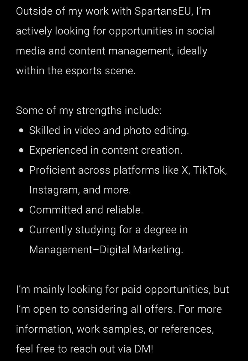 I'm officially looking for opportunities in eSports as a social media/content manager, outside of my work as the owner of SpartansEU. For more information, feel free to reach out via DM. Retweets are appreciated!