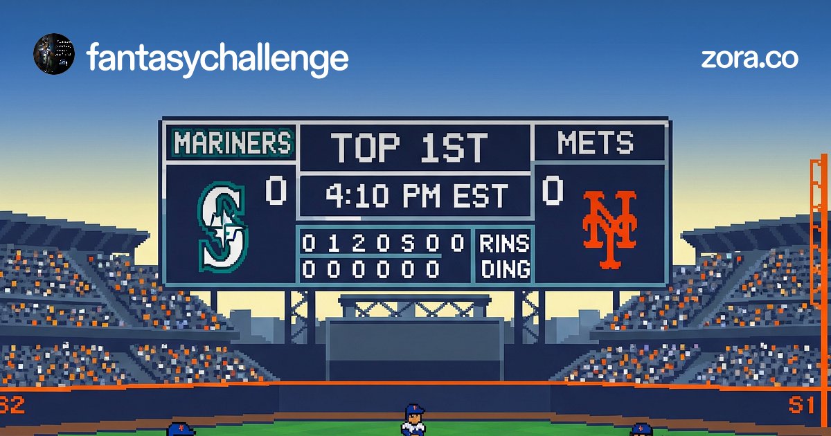 We’re putting real game results onchain with <a href="/zora/">$zora</a>.
Bet on #Mariners vs #Mets — Over/Under 9 runs.
Place your take. Lock it in. Own the moment.

👉 bit.ly/816Over9

#CryptoSports #Zora #MLB #Mariners #Mets #SportsBetting #OverUnder #NFTbetting #BaseballCrypto #SportsWeb3