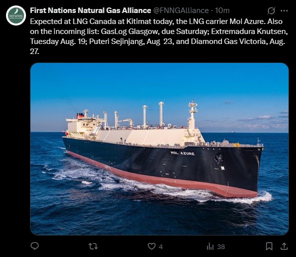 Proud to be Canadian (@ptbcanadian) on Twitter photo When Canada sells it's LNG everyone wins.
Cleaner energy, global impact. That's the business case for Canadian LNG.
#cdnpoli <a href="/FNNGAlliance/">First Nations Natural Gas Alliance</a> <a href="/mdnmiracle/">Modern Miracle Network</a> <a href="/mrbinnion/">M.R. Binnion</a> When Canada sells it's LNG everyone wins.
Cleaner energy, global impact. That's the business case for Canadian LNG.
#cdnpoli <a href="/FNNGAlliance/">First Nations Natural Gas Alliance</a> <a href="/mdnmiracle/">Modern Miracle Network</a> <a href="/mrbinnion/">M.R. Binnion</a>