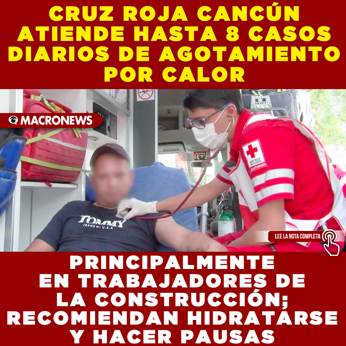 🥵🚑 La Cruz Roja Cancún atiende hasta 8 casos diarios de agotamiento por calor debido a las altas temperaturas.
👉 Recomiendan hidratarse y descansar cada hora para evitar un golpe de calor. 
goo.su/czsUH

#Cancún #Salud #CruzRoja