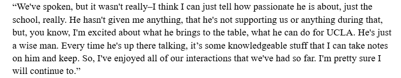 Benjamin Royer (@thebenroyer) on Twitter photo Props to <a href="/Tracy_McDannald/">Tracy McDannald 📎</a> for asking this question.
No one had asked UCLA football head coach DeShaun Foster about his relationship with #UCLA chancellor Julio Frenk yet.
Frenk started his term on Jan. 1. Here are Foster's full remarks on the chancellor from Saturday: Props to <a href="/Tracy_McDannald/">Tracy McDannald 📎</a> for asking this question.
No one had asked UCLA football head coach DeShaun Foster about his relationship with #UCLA chancellor Julio Frenk yet.
Frenk started his term on Jan. 1. Here are Foster's full remarks on the chancellor from Saturday: