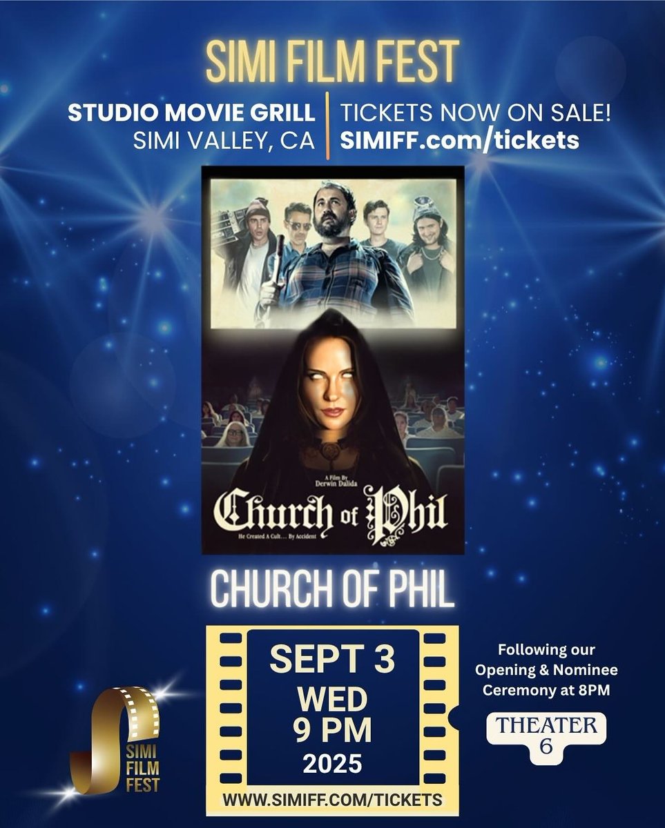 Wednesday Sept. 3rd Church of Phil will open <a href="/simifilmfest/">SIMIFF</a>. The movie begins at 9pm and your $16.88 tickets allow you into the 8pm opening ceremony. Join us! simiff.com/tickets